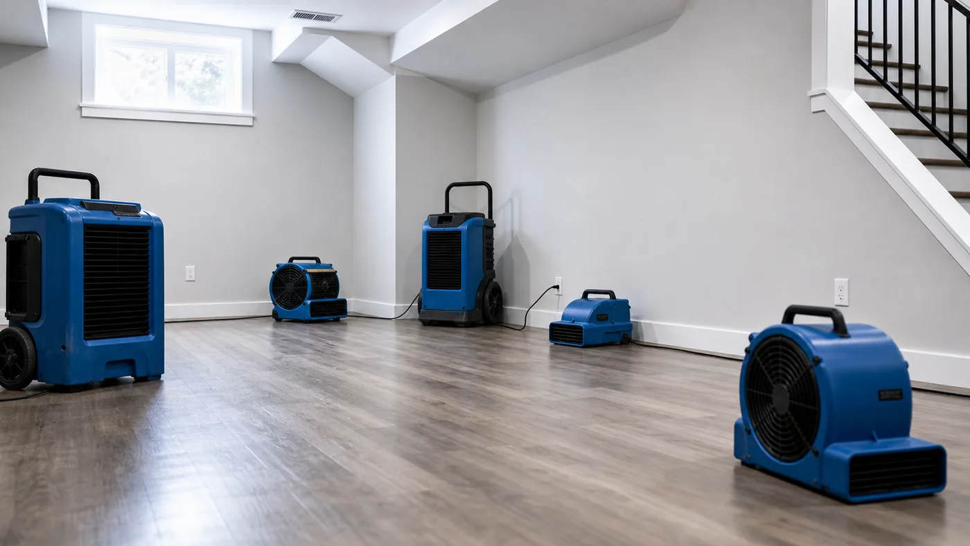 Drying equipment used after water damage cleanup